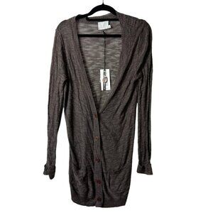 Michael‎ stars brown button front long cardigan women’s size 1